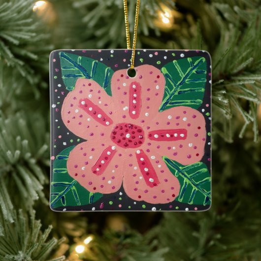 Tropische roze hibiscus keramisch ornament (Boom)