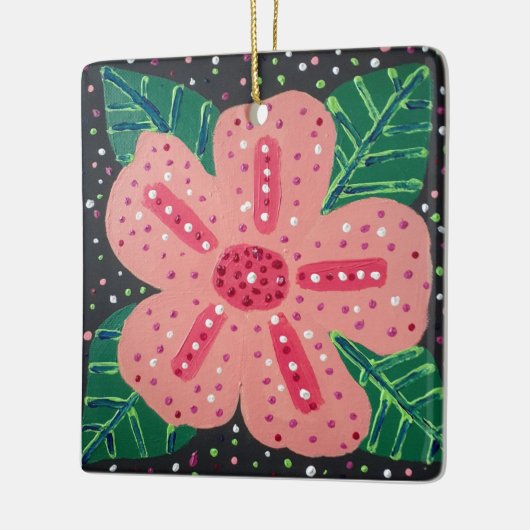 Tropische roze hibiscus keramisch ornament (Links)