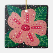 Tropische roze hibiscus keramisch ornament (Achterkant)