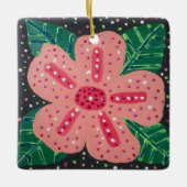 Tropische roze hibiscus keramisch ornament (Voorkant)