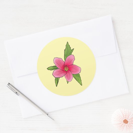 Tropische Roze Hibiscus Verjaardagsfeest Stickers (Envelop)