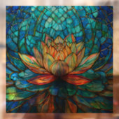 tropische Roze lotus 3 gebrandschilderde glaskunst Raamsticker (Vel 2)