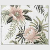 Tropische roze lotus, palmbladeren, banaan cadeaupapier (Vlak)