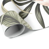 Tropische roze lotus, palmbladeren, banaan cadeaupapier (Rol Hoek)