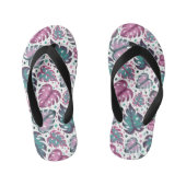 Tropische roze Monstera bladeren Kinder Teenslippers (Voetbed)