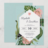 Tropische roze oerwouden bloemen en bloemflorale m kaart (Voorkant / Achterkant)