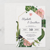 Tropische roze oerwouden bloemen en bloemflorale m kaart (Voorkant / Achterkant)