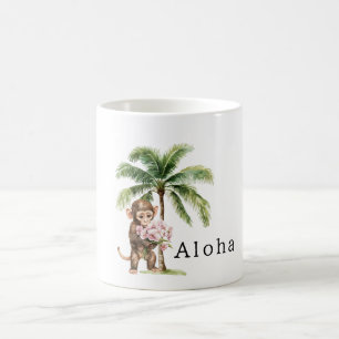 Tropische Roze Orchidee Bloemen Aap Aloha Koffiemok