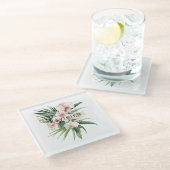 Tropische roze orchidee bloemen glazen onderzetter (Schuin)