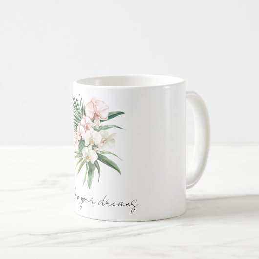 Tropische roze orchidee bloemen koffiemok (Voorkant rechts)