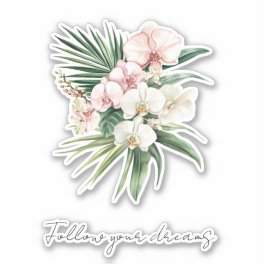 Tropische Roze Orchidee Bloemen Sticker (Voorkant)