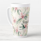 Tropische Roze Orchidee Bloemen Verjaardag Latte Mok (Linkerhoek)
