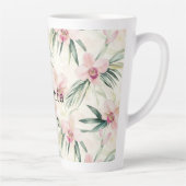 Tropische Roze Orchidee Bloemen Verjaardag Latte Mok (Rechts)