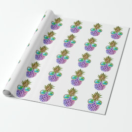 Tropische roze paarse ananas cadeaupapier