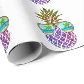 Tropische roze paarse ananas cadeaupapier (Rol Hoek)
