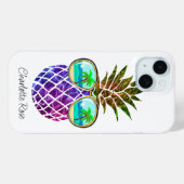 Tropische roze paarse ananas Case-Mate iPhone case (Achterkant (horizontaal))