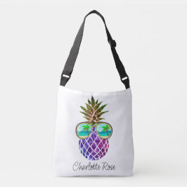 Tropische roze paarse ananas crossbody tas