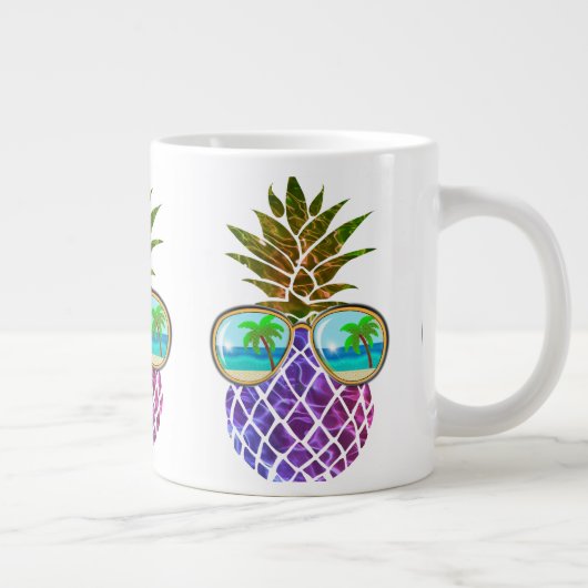 Tropische roze paarse ananas grote koffiekop (Rechts)