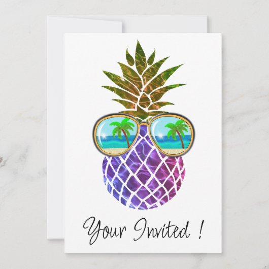 Tropische roze paarse ananas kaart (Voorkant)