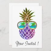 Tropische roze paarse ananas kaart (Voorkant / Achterkant)