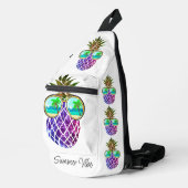 Tropische roze paarse ananas sling bag (Rechterhoek)