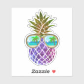 Tropische roze paarse ananas sticker (Vel)