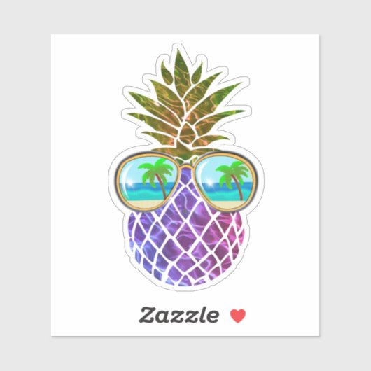 Tropische roze paarse ananas sticker (Vel)