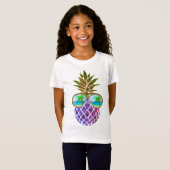 Tropische roze paarse ananas t-shirt (Voorkant volledig)