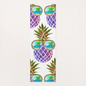 Tropische roze paarse ananas yogamat (Achterkant)