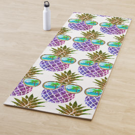 Tropische roze paarse ananas yogamat