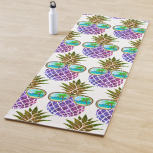 Tropische roze paarse ananas yogamat