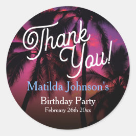 Tropische Roze Paarse Zonsondergang Dank u Ronde Sticker