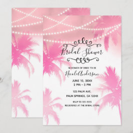 Tropische Roze Palmbomen & Lichten Bruidsdouche Kaart