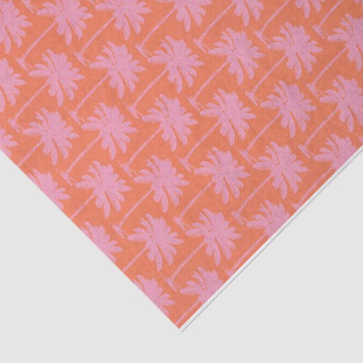 Tropische roze palmboom Kuststrand Tissuepapier (Detail)