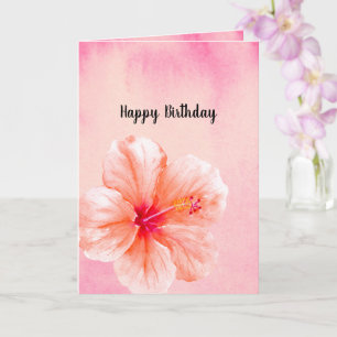 Tropische Roze Perzik Hibiscus Bloem Verjaardag Kaart