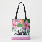 Tropische Roze Plumeria Aloha II Canvas tas (Voorkant)