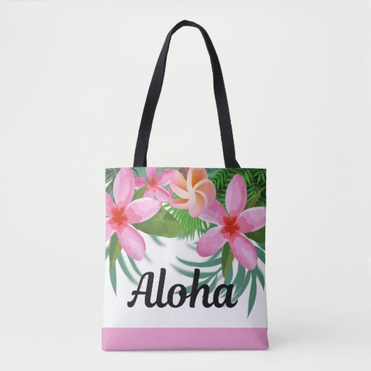 Tropische Roze Plumeria Aloha II Canvas tas (Voorkant)
