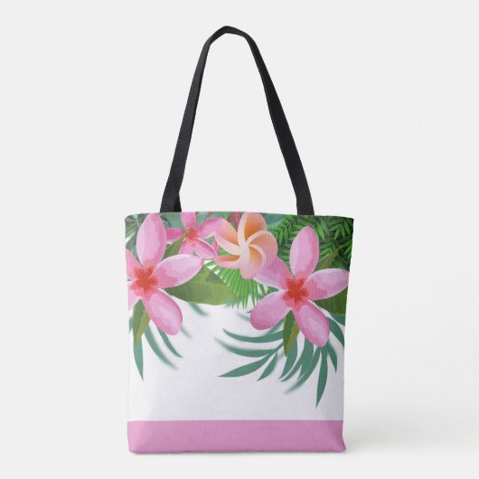 Tropische Roze Plumeria Aloha II Canvas tas (Achterkant)