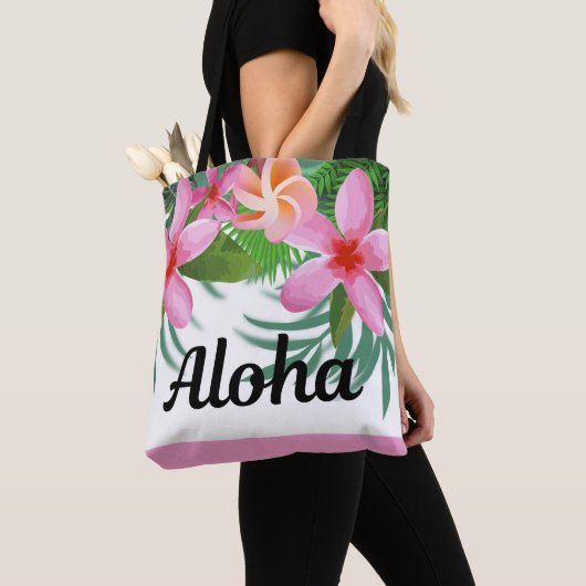 Tropische Roze Plumeria Aloha II Canvas tas (Dichtbij)
