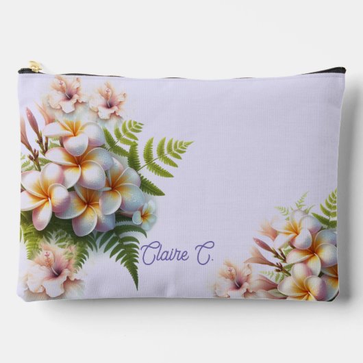 Tropische Roze Plumeria Hibiscus Accessoire Pouch Etui (Voorkant)