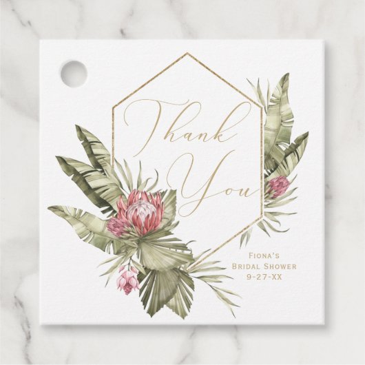 Tropische Roze Protea Bedankbriefkaartjes Bedankjes Labels (Voorkant)