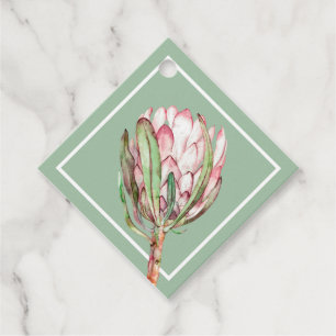 Tropische roze protea Floral DIAMOND Party Bedankjes Labels