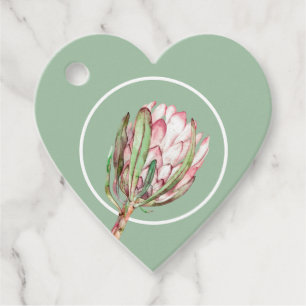 Tropische roze protea Floral HEART Party Bedankjes Labels