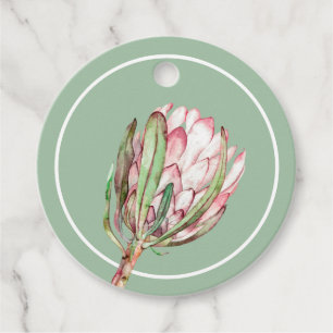 Tropische roze protea Floral ROUND Party Bedankjes Labels