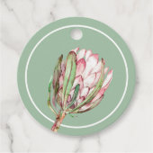 Tropische roze protea Floral ROUND Party Bedankjes Labels (Voorkant)