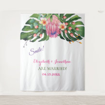 Tropische Roze Protea Trouwfoto Booth Achtergrond