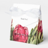 Tropische Roze Proteas Groen Bruiloft Bedankdoosjes (Voorkant Zijde)