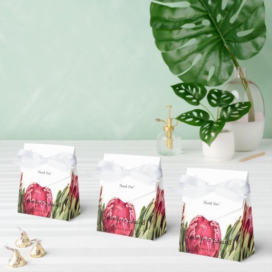 Tropische Roze Proteas Groen Bruiloft Bedankdoosjes