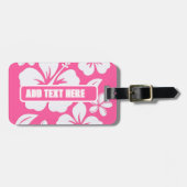 Tropische roze strandbloemen bagagelabel (Voorkant horizontaal)