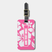 Tropische roze strandbloemen bagagelabel (Voorkant verticaal)